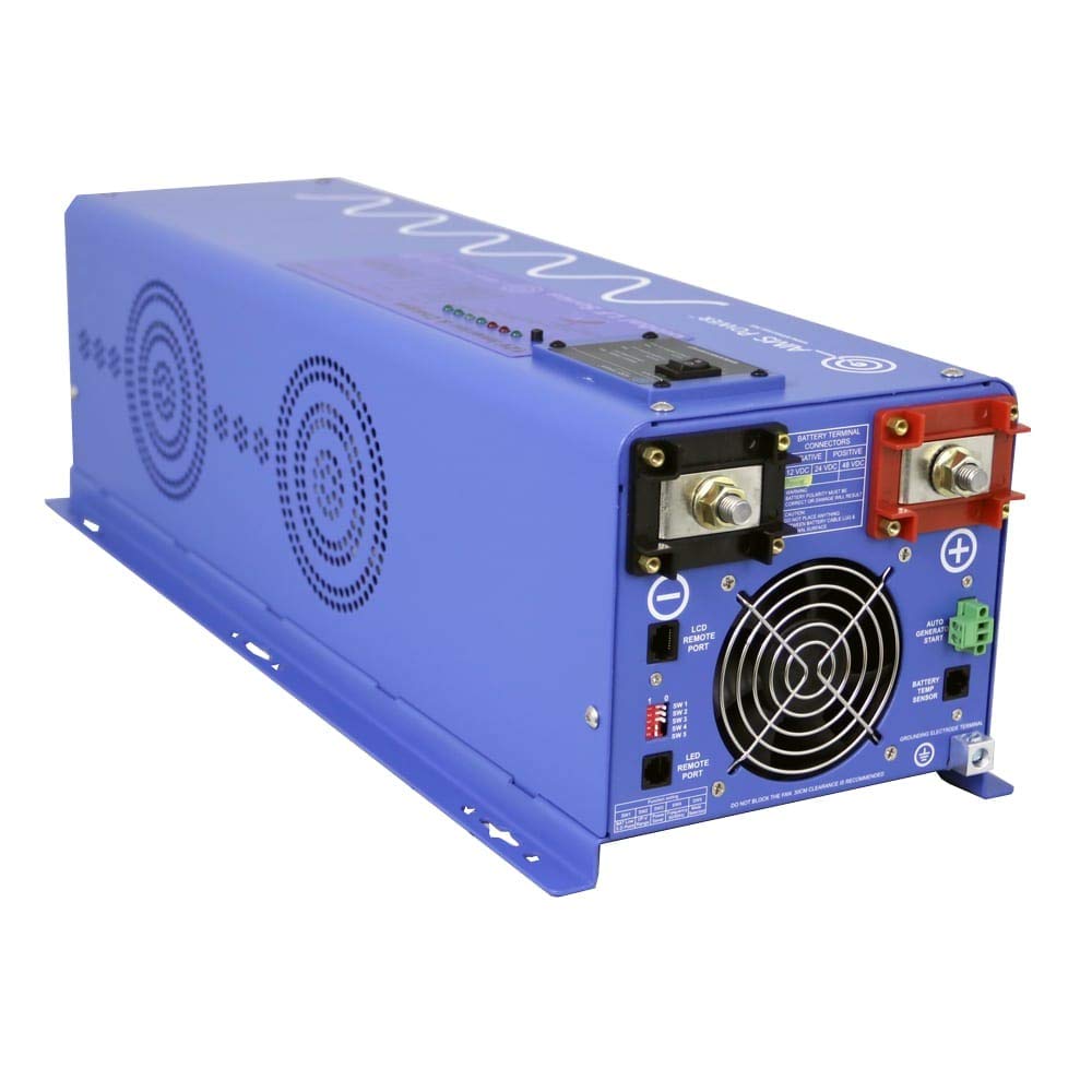 AIMS Power 6000 Watt / 18000 Watt Peak Pure Sine Inverter Charger 48 Volt DC to 120 Volt AC with LCD Remote