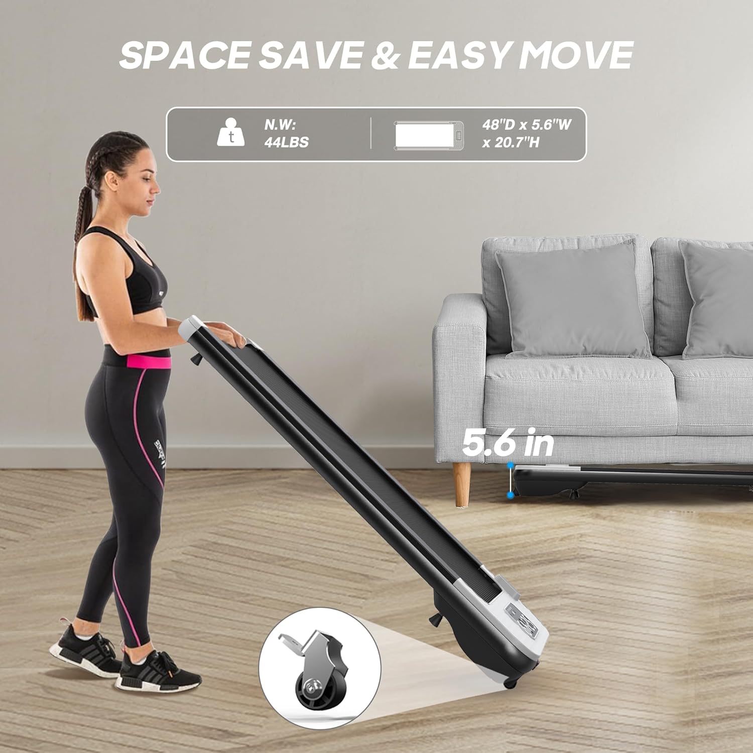 Standing Under Desk Walking Pad Treadmill for Apartment Office Home