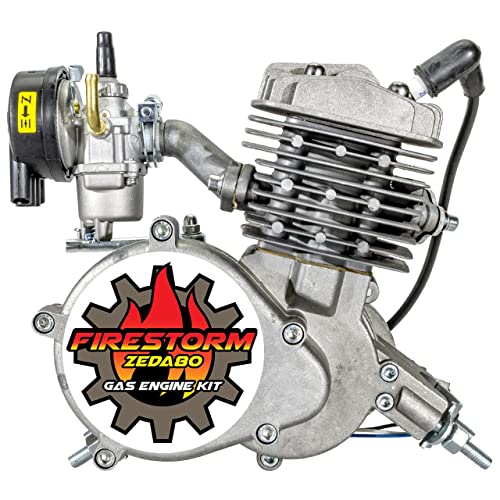 Zeda 80 Complete 80cc Motorized Bicycle Engine Kit - Ceramic Coated Cylinder -Firestorm Edition (Silver,36 Tooth)