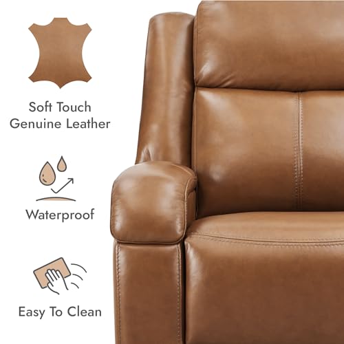 Watson & Whitely Genuine Leather Power Recliner Chairs for Adults, Wall Hugger RV Recliner with Power Headrest & Charging Ports