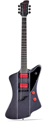 WestCreek Mirage Solid Body Electric Guitar, Mahogany Body, Maple Neck, Ebony Fretboard, Rounded End Frets, Bone Nut, 24 Frets (Black)
