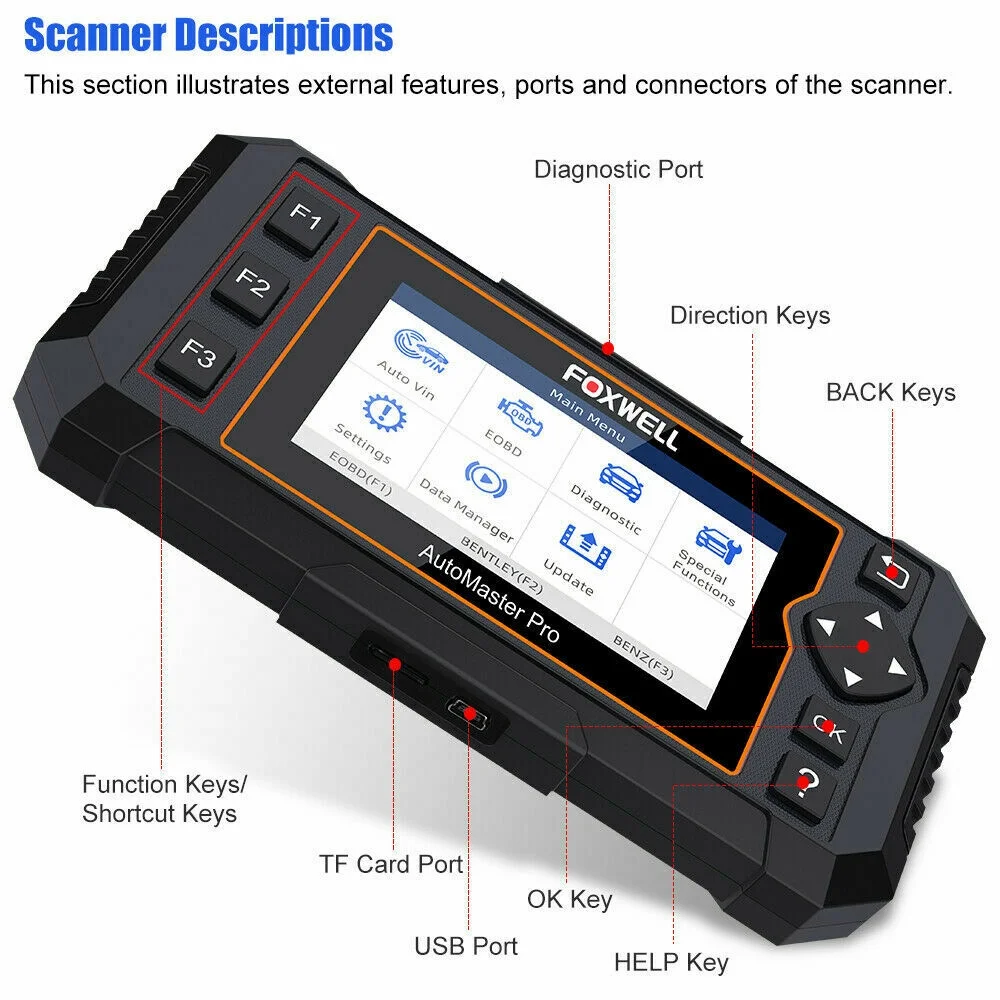 2022 New Version Foxwell Elite Full Systems Automotive OBD2 Scanner Oil Reset / EPB Reset / SAS Calibration/ABS Bleeding/Throttle Matching Code