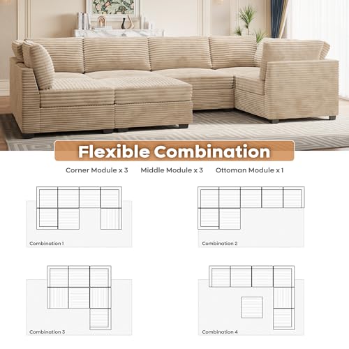 ovios 130.7" Modular Sectional Sofa Couch, U-Shaped Cloud Couches with 2 Ottomans Chaise