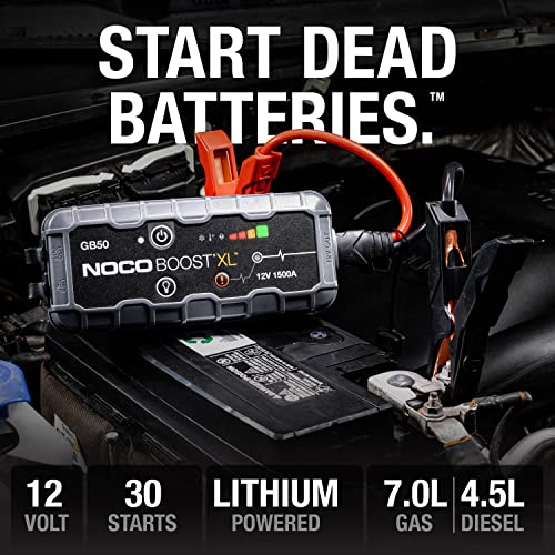 NOCO Boost GB50: 1500A UltraSafe Jump Starter &ndash; 12V Lithium Battery Booster Pack, Portable Jump Box, Power Bank & Jumper Cables
