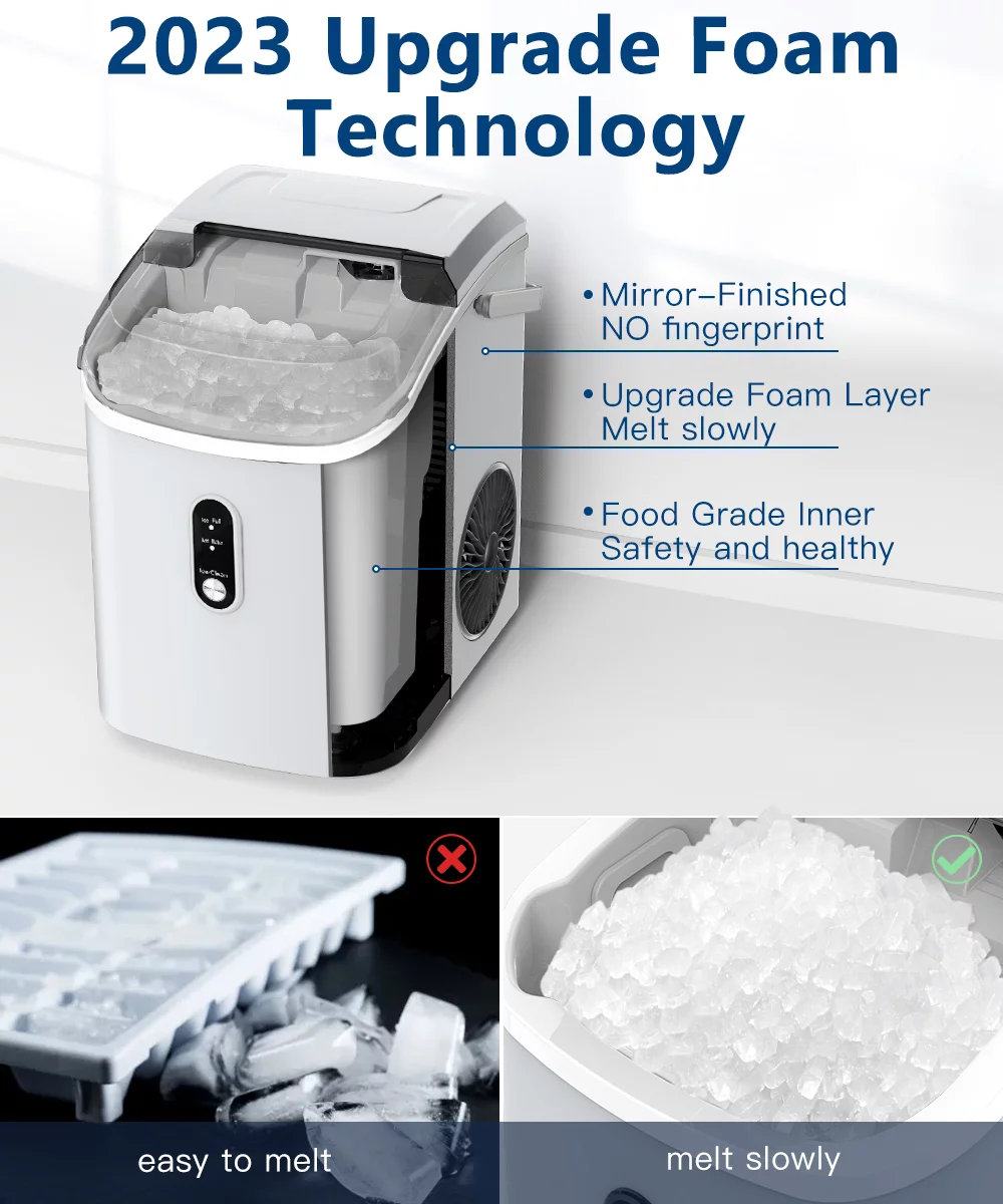 COWSAR 33lbs Countertop Nugget Ice Maker, Potable with Scoop,聽Soft Nugget Ice Ready in 10mins, Red
