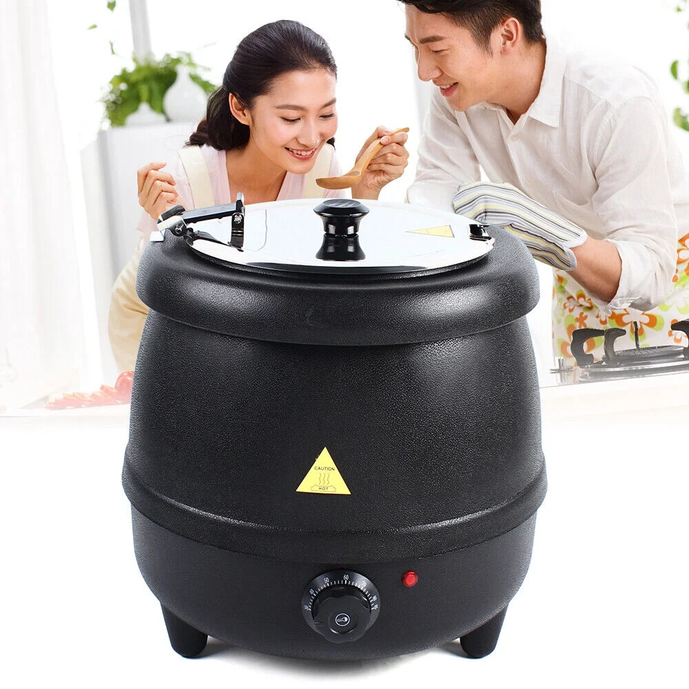 TOOL1SHOoo 10L Commercial Kitchen Restaurant Electric Food Soup Kettle Pot Warmer Black