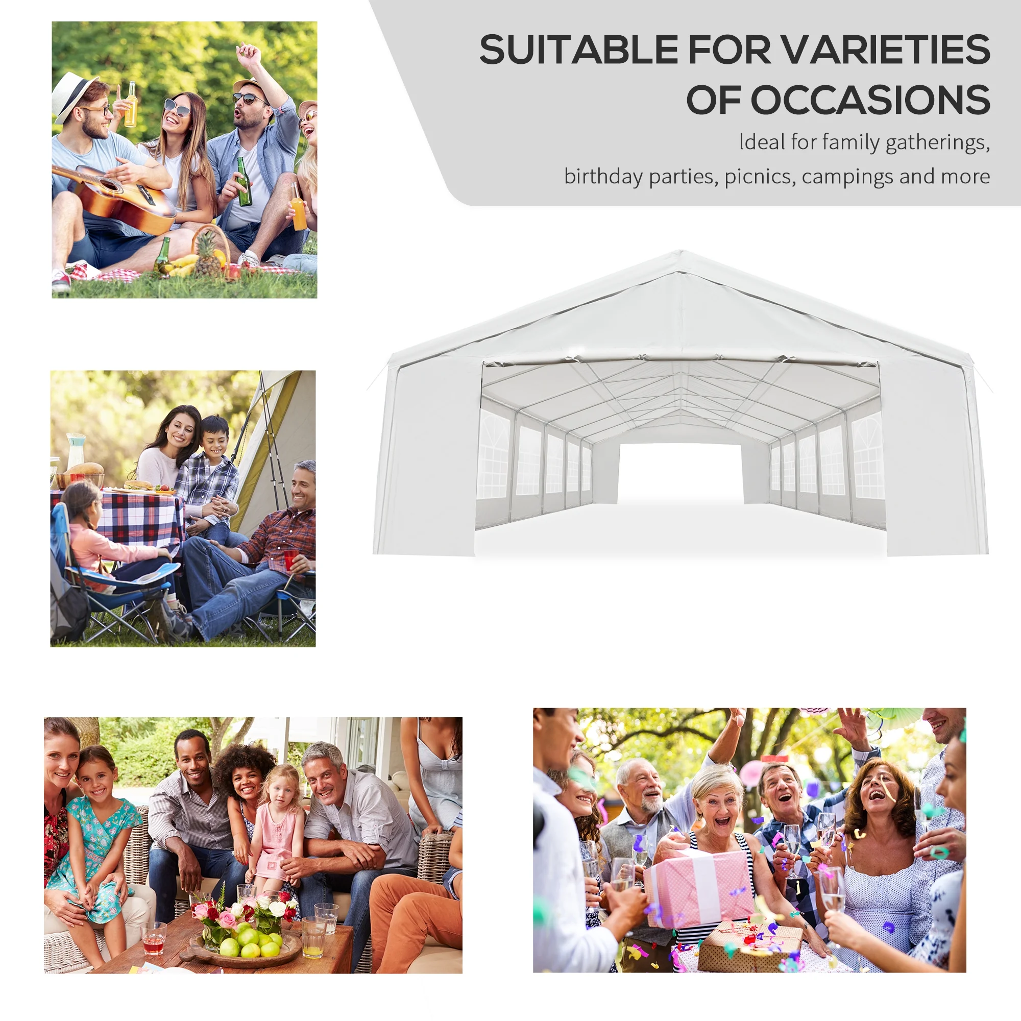 Outsunny 40'x20' Heavy Duty Party Wedding Tent Canopy Event Gazebo White