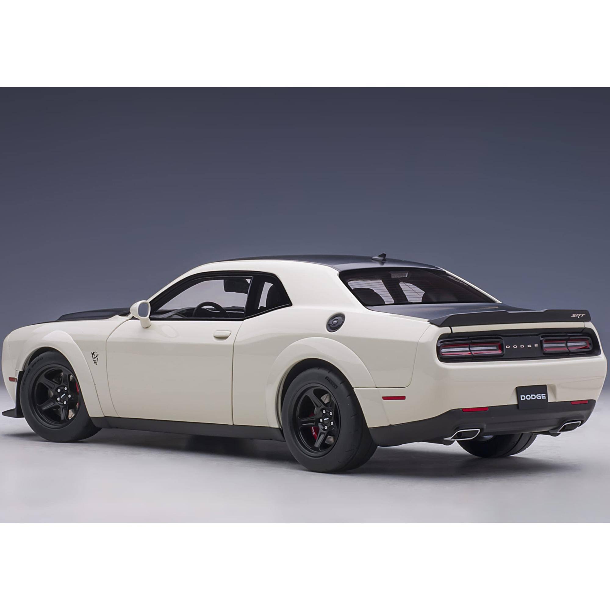 Dodge Challenger SRT Demon Knuckle White and Satin Black 1/18 Model Car by AUTOart