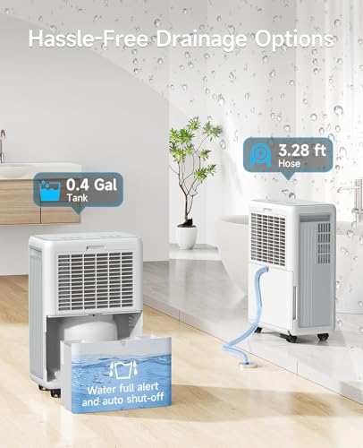 2000 Sq. Ft Dehumidifier for Basement, 30 Pint Dehumidifiers for Home, Bedroom and Bathroom, 3 Modes Dehumidifier with Drain Hose