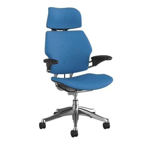 Humanscale Freedom Office Chair with Headrest - Ergonomic Work Chair with Standard Height Adjustable Duron Arms - Wheels for Carpet