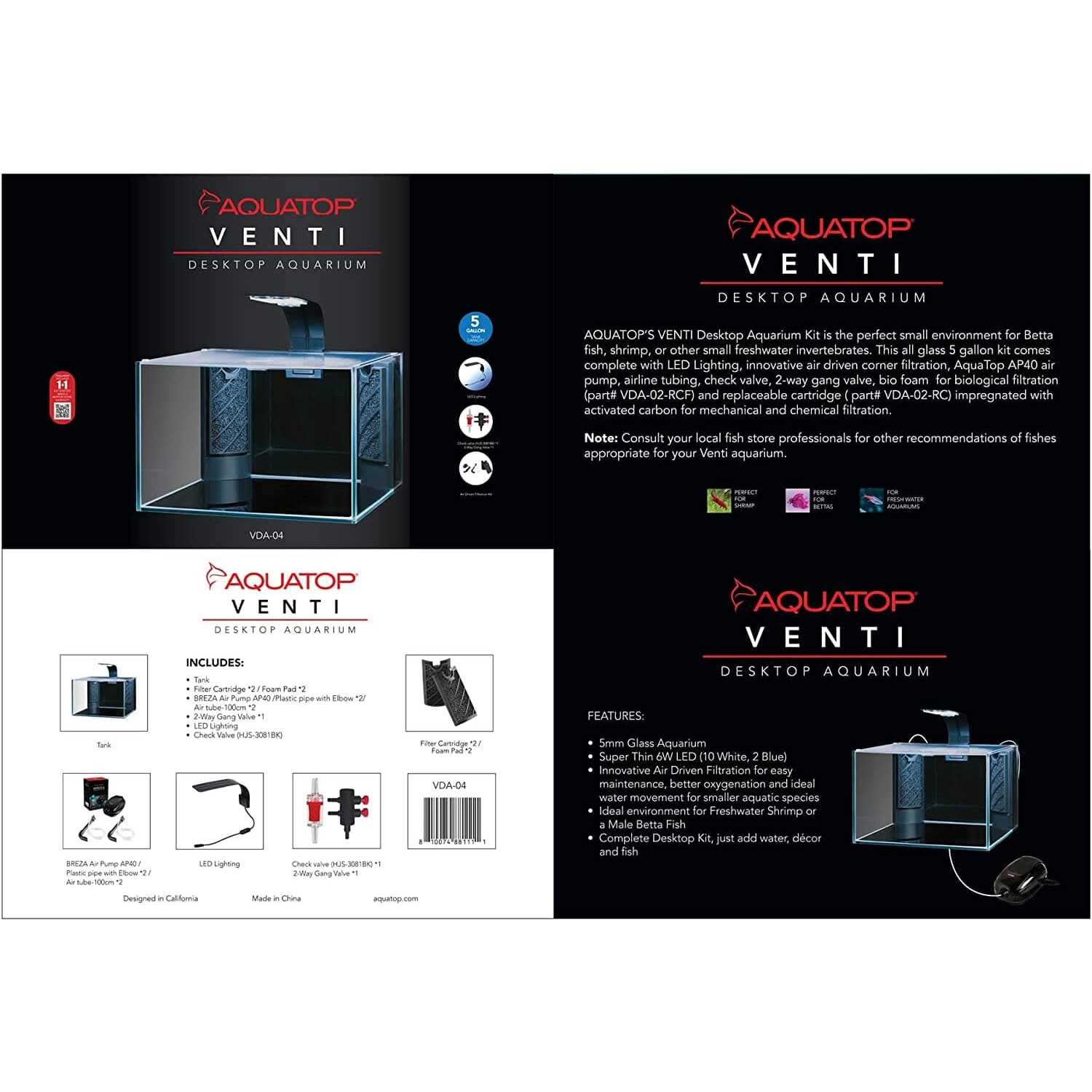 Aquatop Venti Desktop Aquarium Kit - Pet Supplies online store