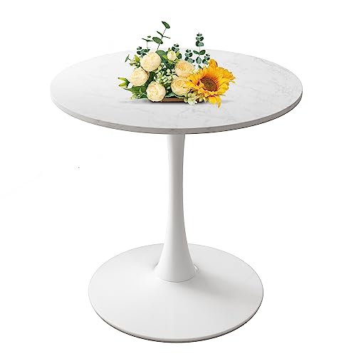 47.24" Round Dining Table for 4-6 People,Mid-Century Tulip Dining Kitchen Table,MDF Tabletop and Pedestal Dining Table