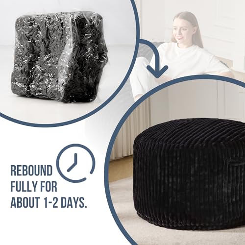 Hobestluk 5ft Bean Bag Chairs for Adults Large Beanbag Chair with Stripe Plush Cover Big Bean Bag Chair for Living Room Bedroom Dorm Office -Black