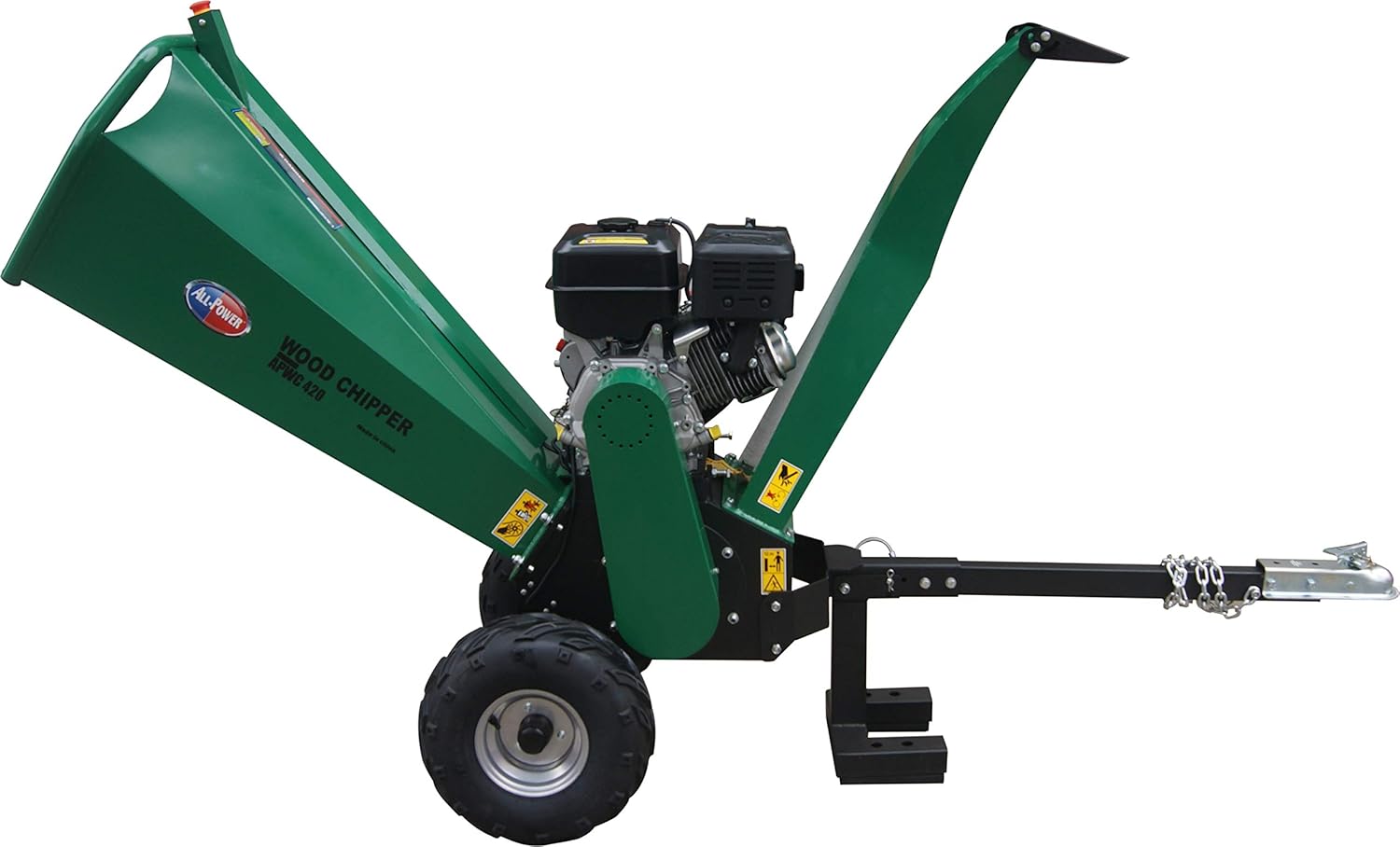 All Power America APWC420 Heavy Duty Durable Wood Chipper Shredder Mulcher-Max 6 Inch Cutting Diameter Capacity Gas Powered, 15HP 420cc, 6 inch