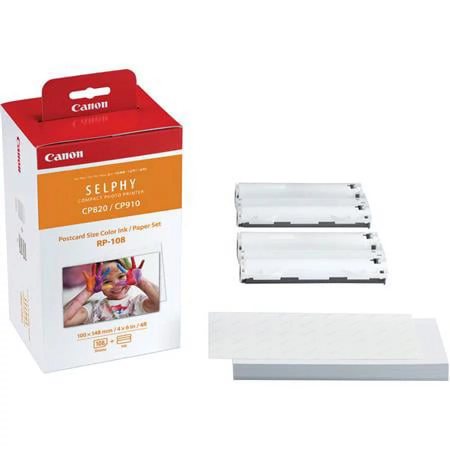 SELPHY CP1500 Wireless Compact Photo Printer, White Bundle with RP-108 High-Capacity Color Ink/Paper Set, Card Reader, Cleaning Kit