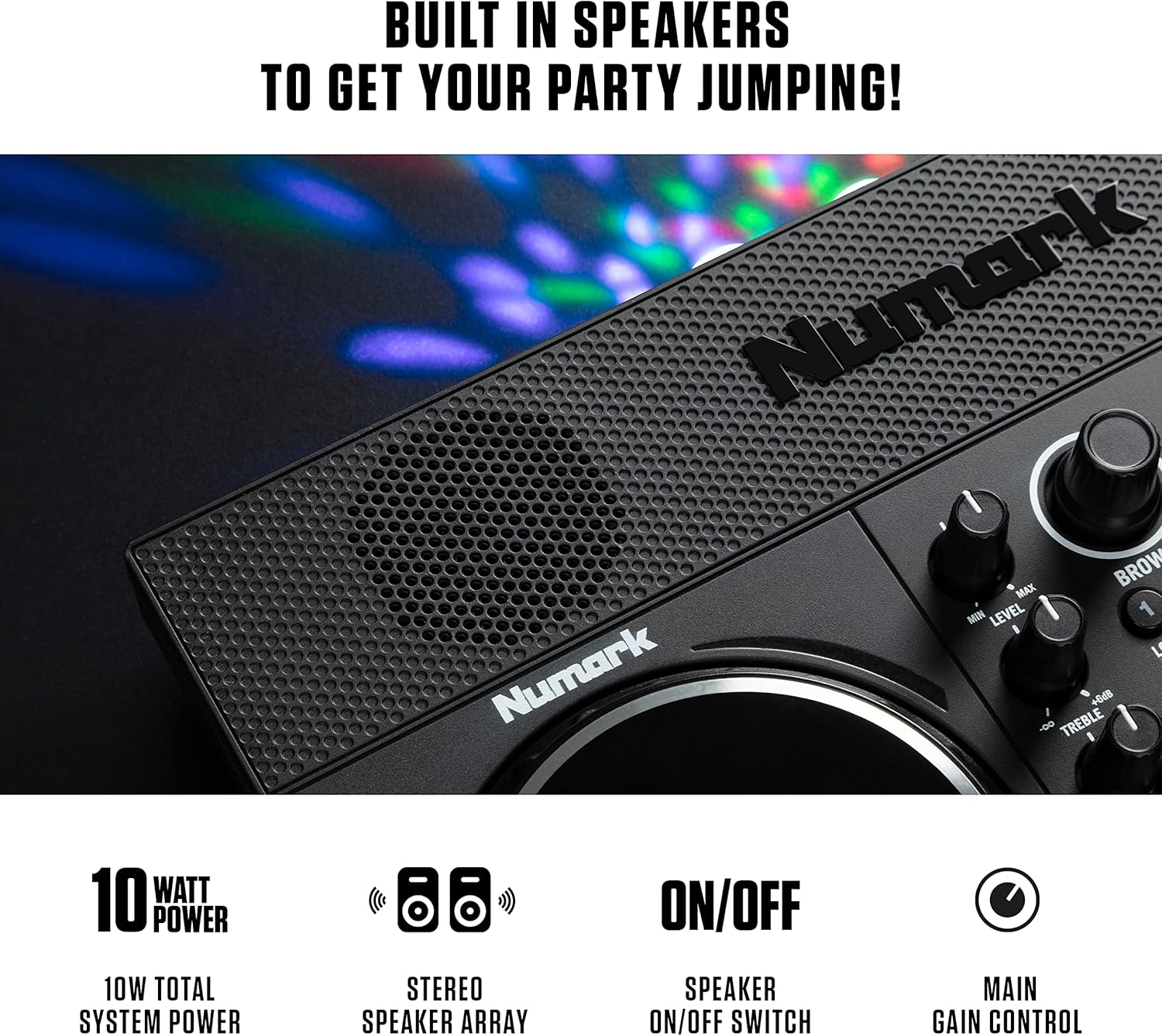 Numark Party Mix Live - DJ Controller with Built in Speakers, Party Lights and DJ Mixer