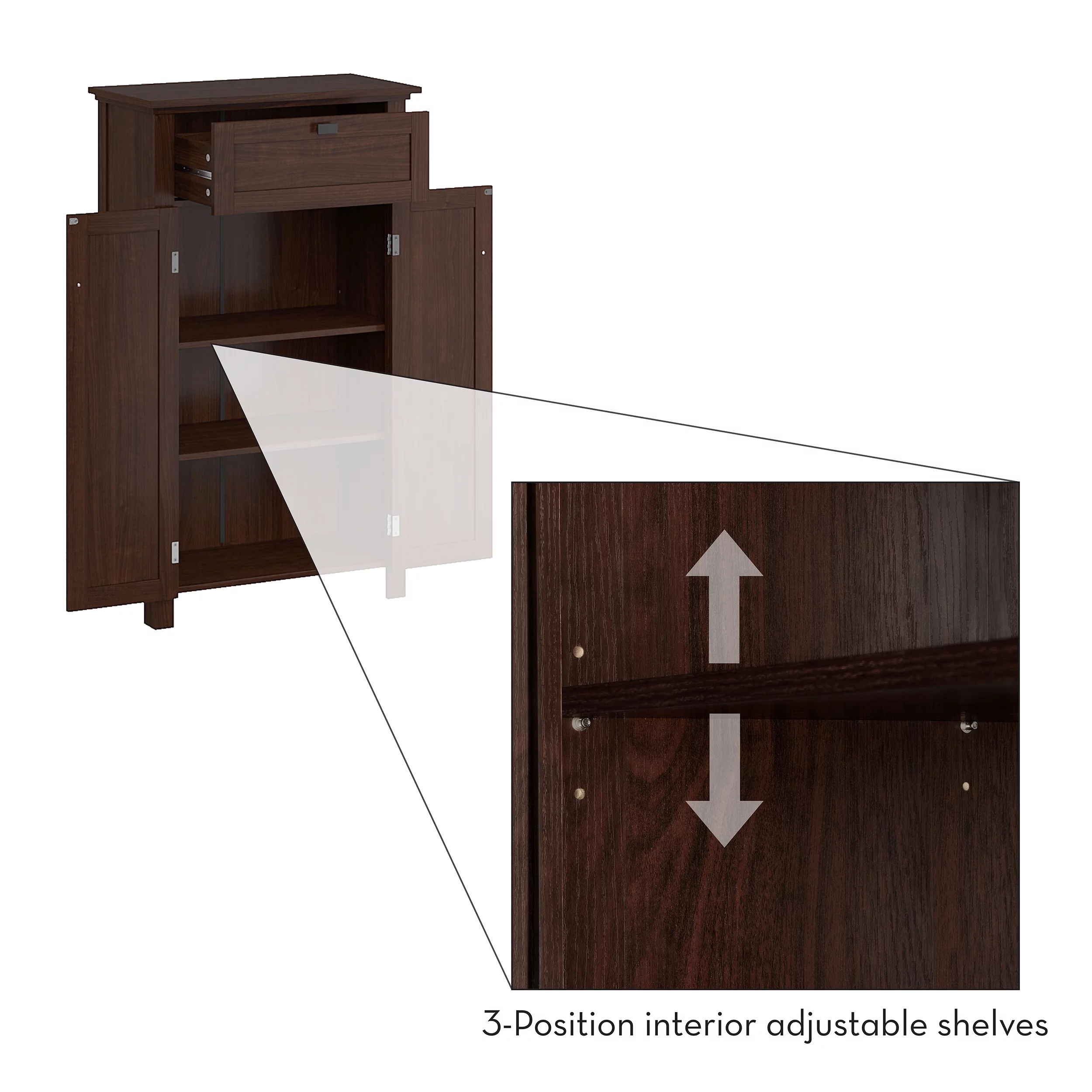 RiverRidge Home Hayward Two-Door Floor Cabinet, Dark Woodgrain