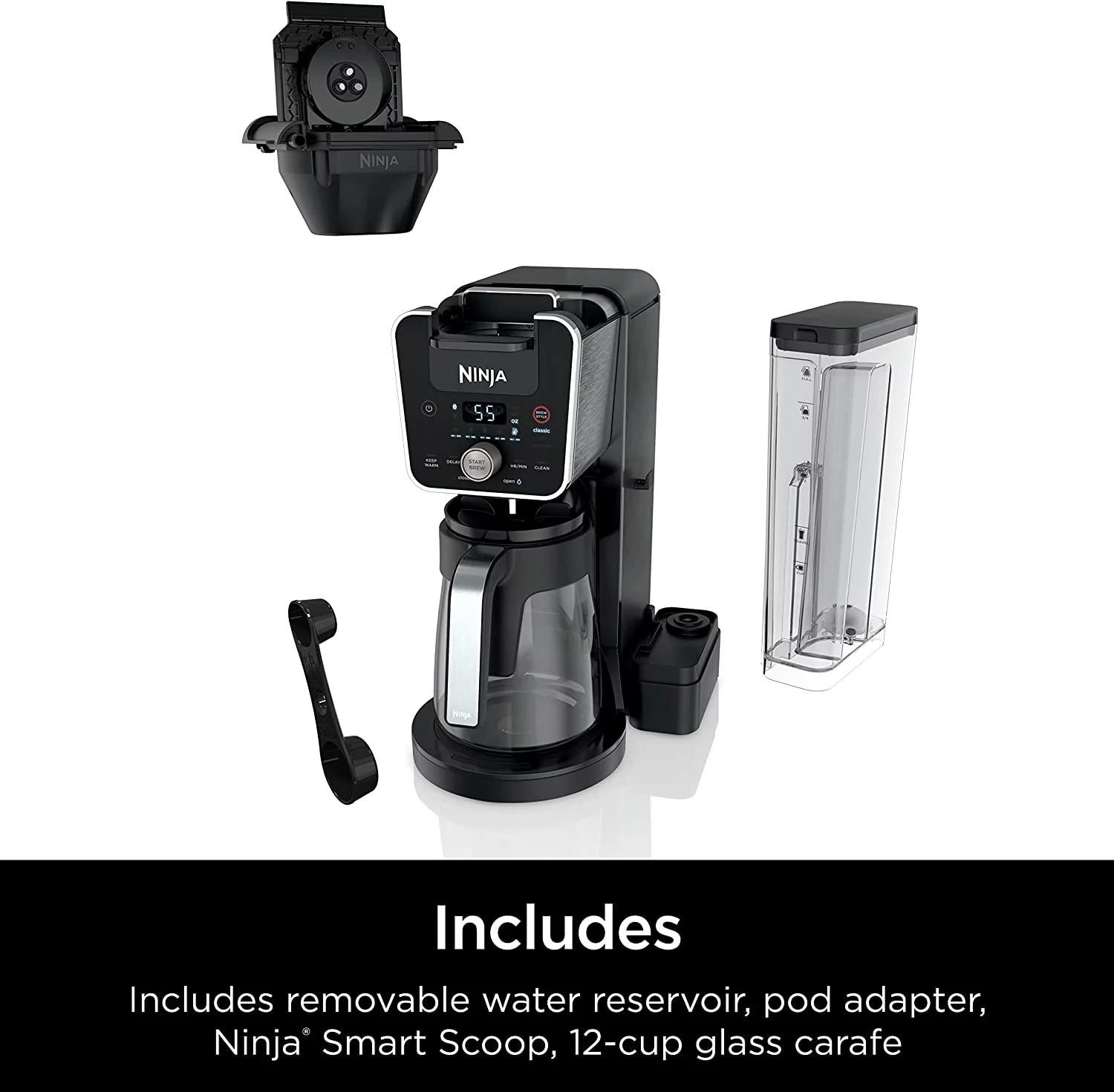 Ninja CFP201 DualBrew System 12-Cup Coffee Maker, Single-Serve for Grounds & K-Cup Pod Compatible, 3 Brew Styles, 60-oz. Water Reservoir & Carafe