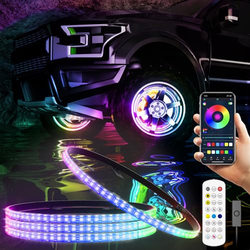 SUNPIE Wheel Lights for Truck - Universal 14.5’’ RGB Rim Light for Car/SUV