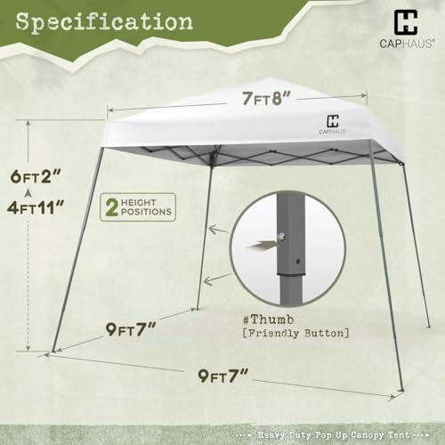CAPHAUS 12ft x 12ft Patented One-Push Pop Up Outdoor Canopy Tent, Heavy-Duty Commercial Grade w/Central Lock
