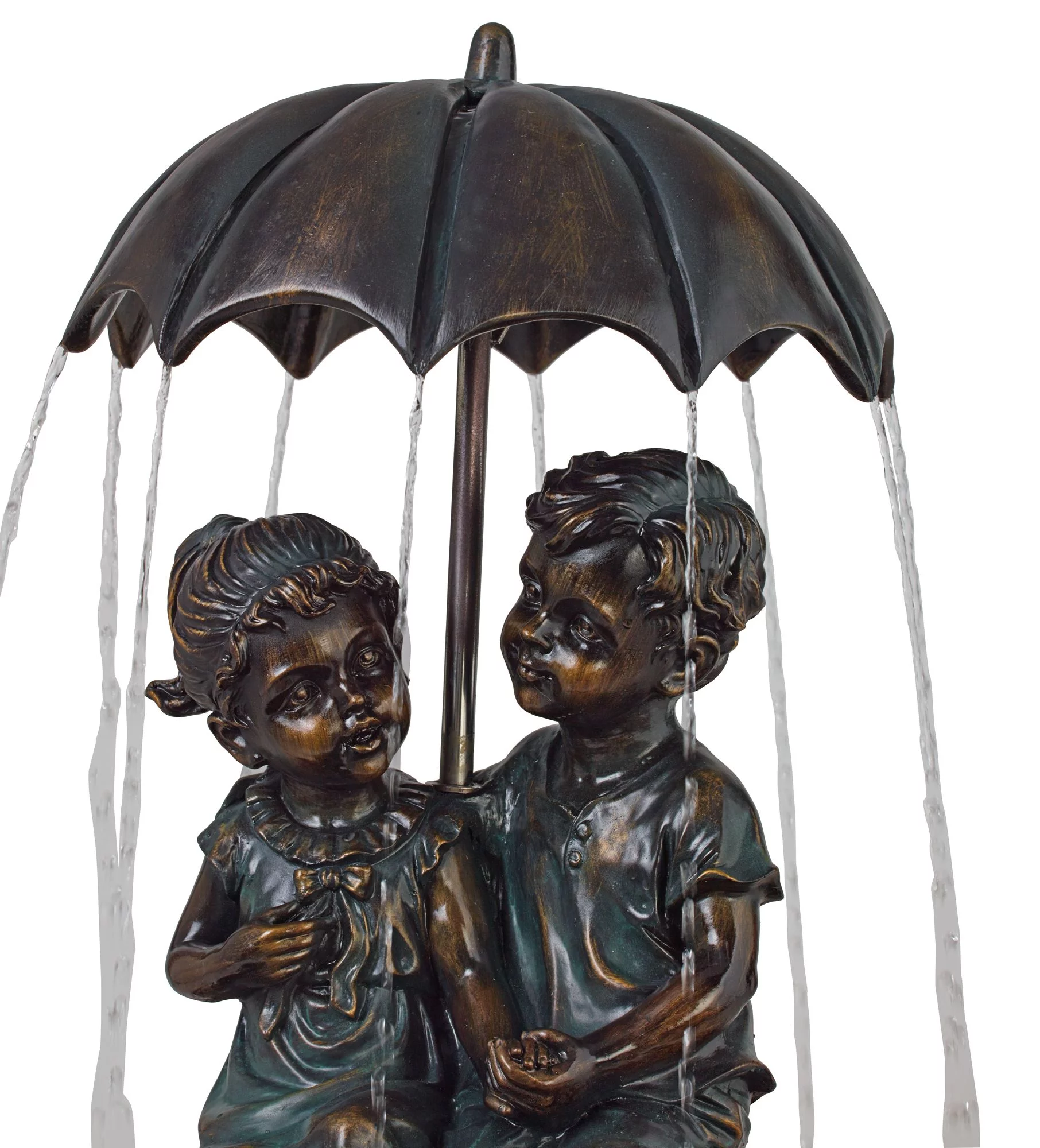 John Timberland Boy and Girl Under Umbrella Modern Outdoor Water Fountain 40" for Yard Garden Patio Home Deck Porch House Exterior Balcony Roof Decor