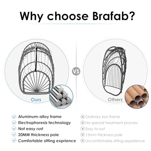 Brafab Hanging Egg Chair with Stand and Footrest, Wicker Egg Swing Chair Indoor Outdoor Aluminum-Steel Frame and UV Resistant Cushion