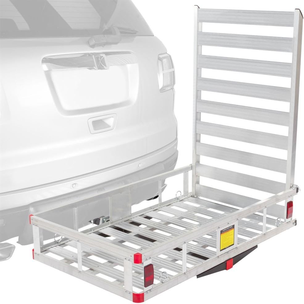 Silver Spring Aluminum Hitch Cargo Carrier Utility Basket with Loading Ramp
