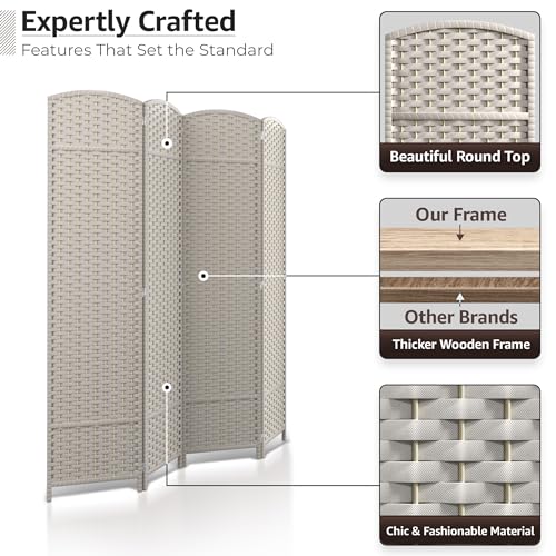 Sorbus 8-Panel Black Room Divider with Double Hinged Panels, 6 ft Tall Folding Privacy Screen