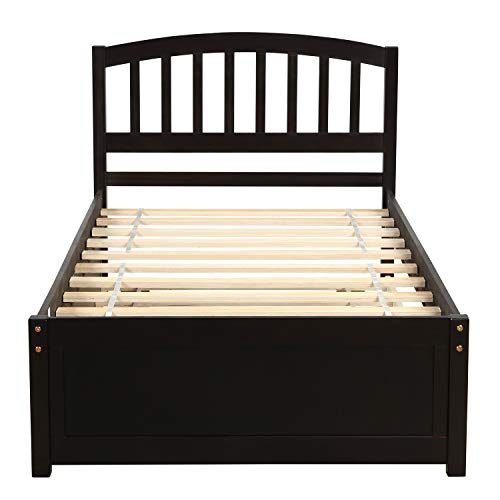 SOFTSEA Full Size Platform Bed with Storage, Platform Bed with Drawers and Bed End Case, Wood Platform Bed Frame with Storage Bookcase Headboard