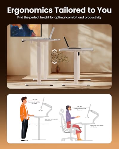 ErGear Height Adjustable Electric Standing Desk, 48 x 24 Inches Sit Stand up Desk, Memory Computer Home Office Desk with Two-Piece Desktop (Walnut)