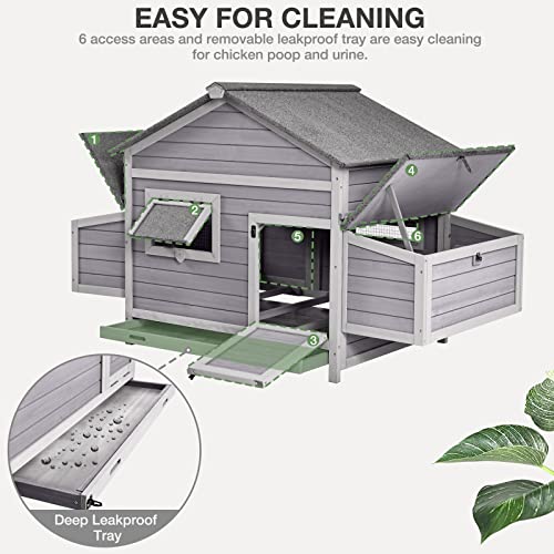 Large Chicken Coop - Unique Folding Design for Easy to Set Up - Chicken House for Outdoor with Two Nesting Box, Leakproof Pull-on Tray