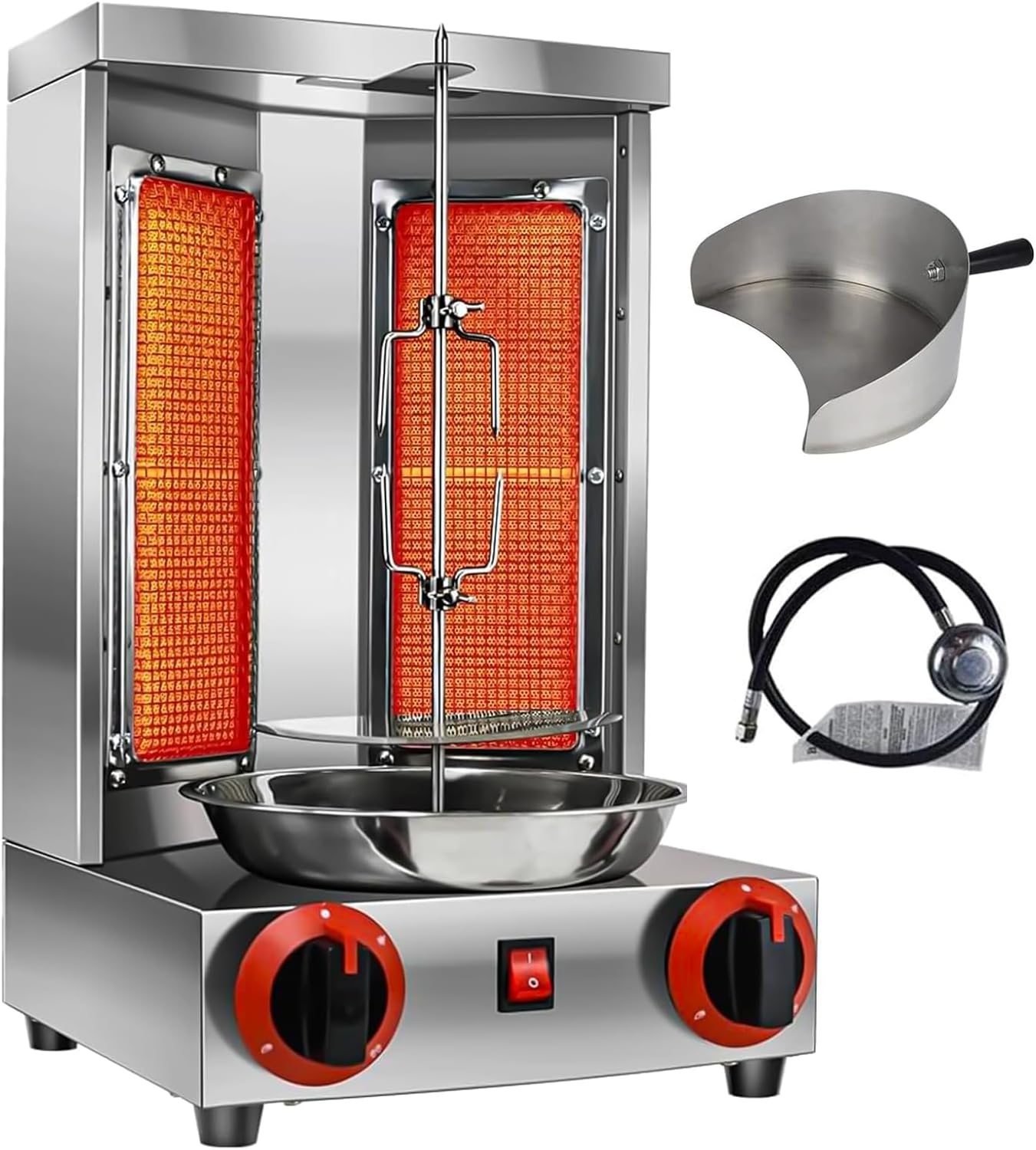 Li Zhen Shawarma Machine Gas Vertical Doner Kebab Machine Shawarma grill Vertical Rotisserie Machine Propane Vertical Broiler with 2 Burner and Meat