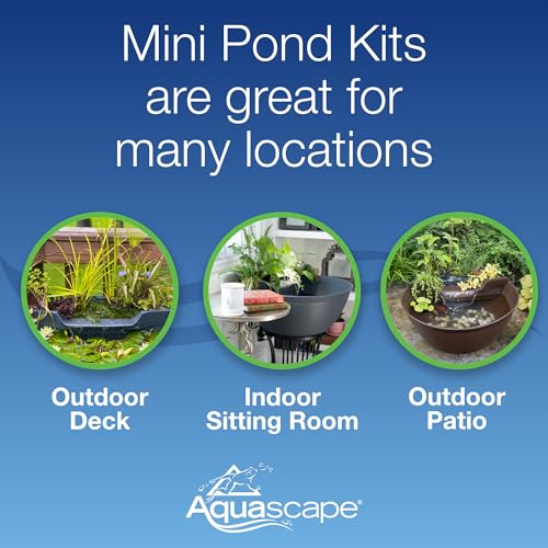 Aquascape AquaGarden Container Water Feature Kit – Indoor & Outdoor Mini Pond with Waterfall Fountain, Pump & Filtration for Home & Patio, Brown