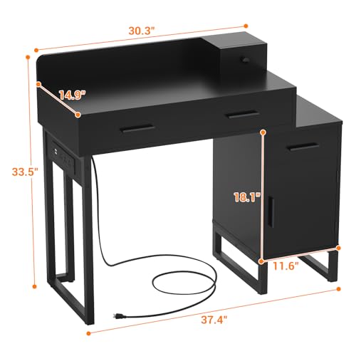 Vanity Desk with 4 Storage Drawers - Modern Makeup Vanity Table with Charging Station