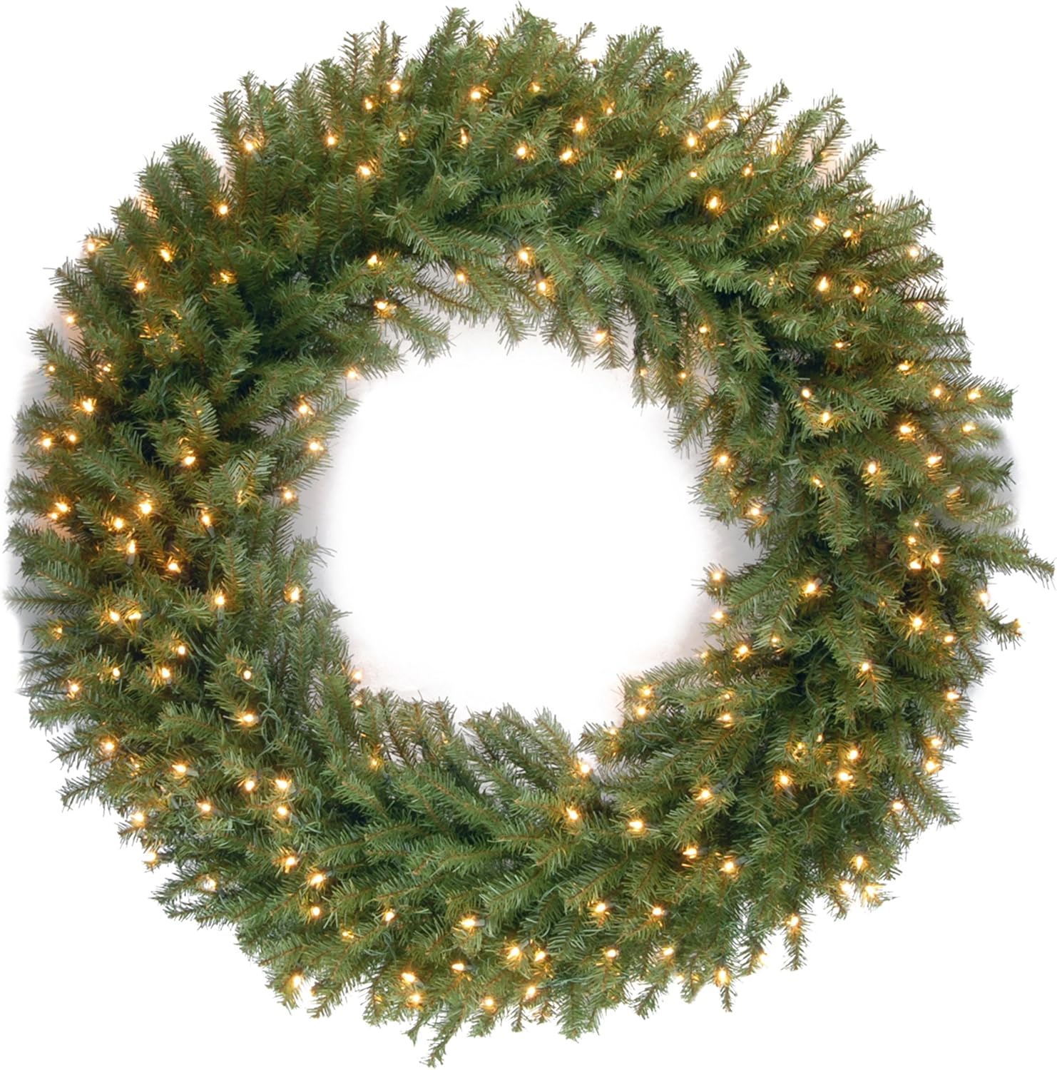 National Tree Company Pre-Lit Artificial Christmas Wreath, Green, Norwood Fir, White Lights, Christmas Collection, 48 Inches