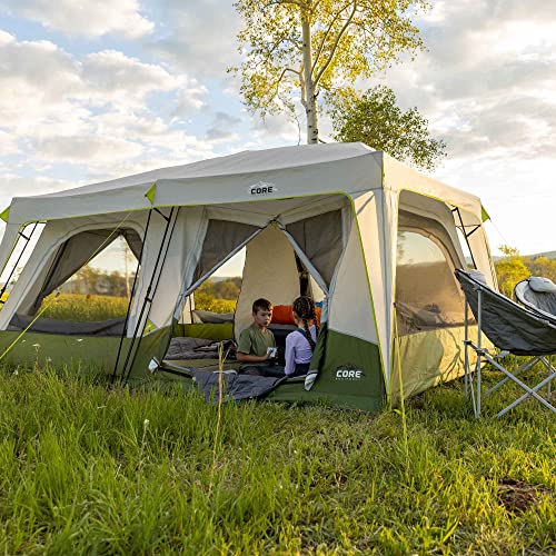 CORE Instant Cabin Tent | Multi Room Tent for Family | Large Pop Up Tent with Organization for Outdoor Camping Accessories | 4 Person / 6 Person / 8