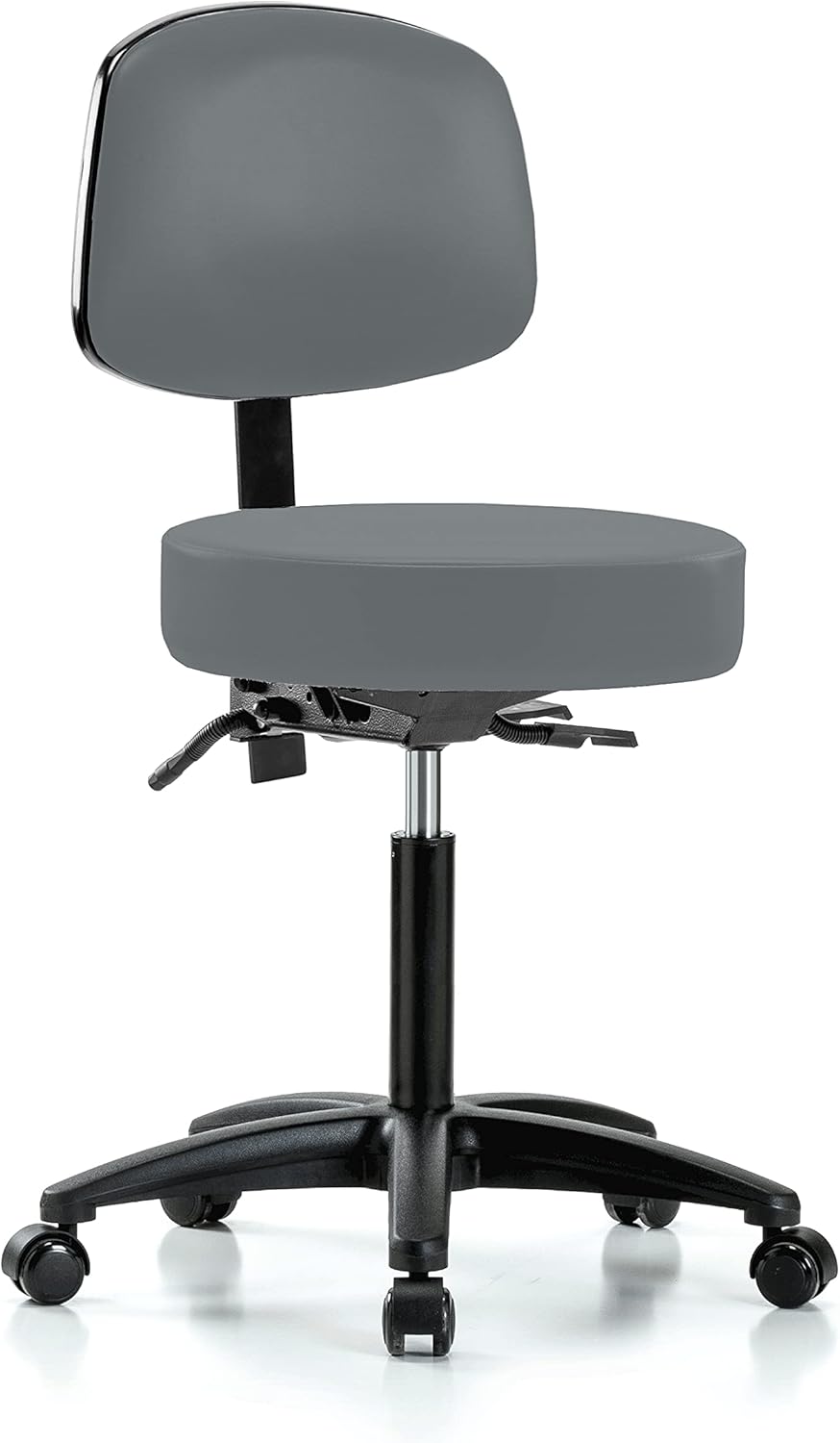 Perch Walter Rolling Height Adjustable Doctor's Stool with Back for Carpet or Linoleum | Workbench Height | 300-Pound Weight Capacity | 12 Year
