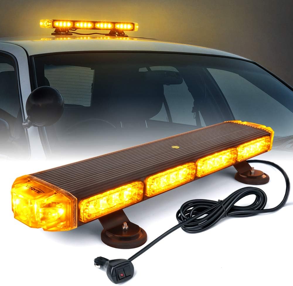 Xprite 48" Traffic Advisor White Amber Emergency Strobe Light Bar High Intensity LED Rooftop Warning Security Caution Lightbar w/Adjustable Brackets