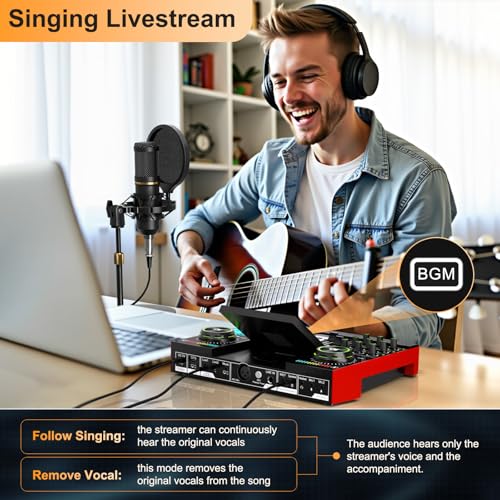 Podcast Microphone Bundle with Live Sound Card Audio Mixer
