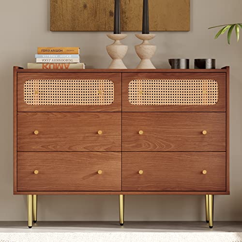 Dresser for Bedroom, Chest of Drawers, 6 Drawer Dresser, Floor Storage Drawer Cabinet for Home Office