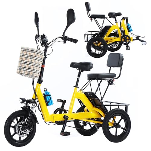 Green, Tricycle for Adults Foldable,14 Inch Folding Adult Electric Tricycle,with 48V 10.4AH Detachable Battery