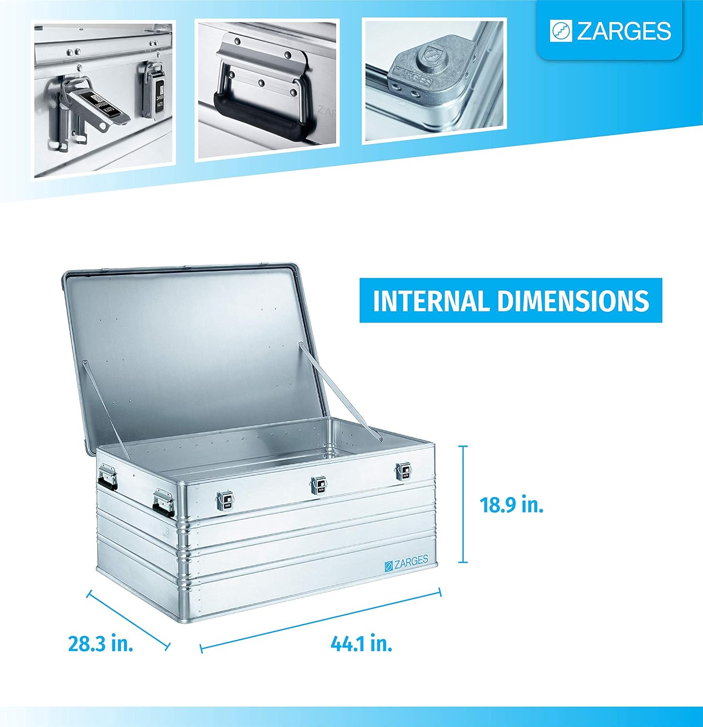 Zarges?K470 Aluminum Hard Protective Carrying Case, Portable Stackable Storage, Customizable Safe Lock Box