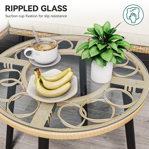 YITAHOME 4-Piece Patio Furniture Wicker Outdoor Bistro Set, All-Weather Rattan Conversation Loveseat Chairs for Backyard