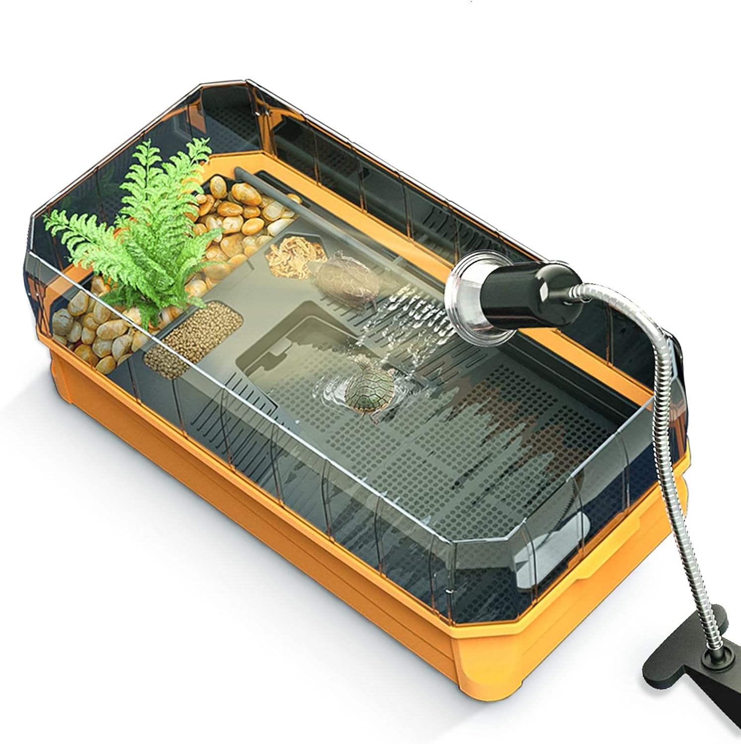Binano Turtle Aquarium Turtle Tank kit Includes Accessories with Water Filter High Anti-Escape Fence and Large Space, Turtles can be Given a Shower