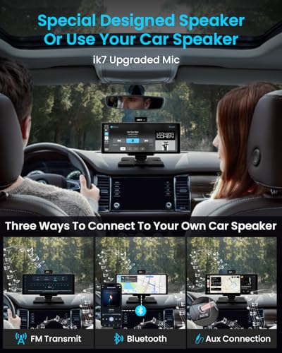 Portable Apple Carplay Screen, 10&rsquo;&rsquo; Car Stereo Wireless Car Play & Android Auto Touch Screen, 4K Dash Cam, 1080P Backup Camera