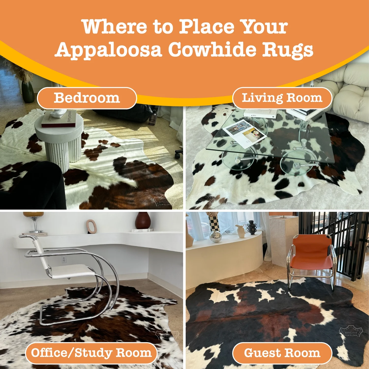 100% Genuine Leather  Cowhide Rug in Medium Tricolor | Medium 5' x 7'| Best Price Guaranteed