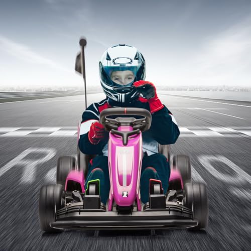 24V Electric Drift Kart for Kids, Ride Car with Adjustable Seat & 8.5MPH Speed, EVA Silent Wheels, Parent-Safety Certified Ride-On Toy