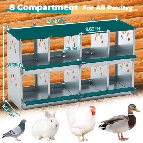 Chicken Coop Nesting Boxes, Wall Mountable Metal Chicken Nesting Box, Easy Egg Collection Roll Away Nesting Boxes Chicken