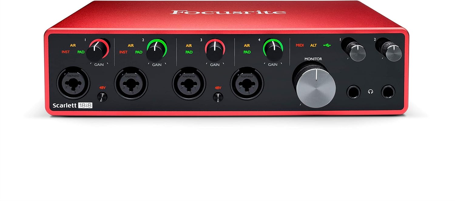 Focusrite Scarlett 18i8 18x8 USB Audio Interface 3rd Gen for Producers/Bands (Renewed)