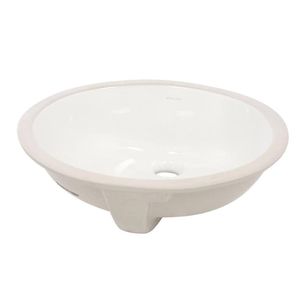Kohler Caxton White Undermount Oval Bathroom Sink with Overflow